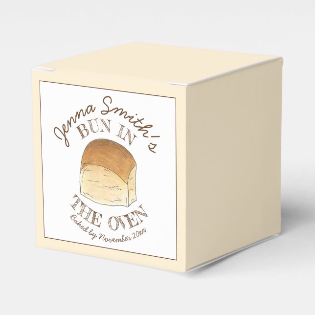 Bun in The Oven Bread Dinner Roll Baby Shower Favour Box (Front Side)