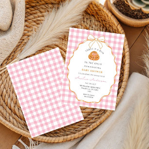Bun In The Oven Brown Gingham Baby Shower Invitation
