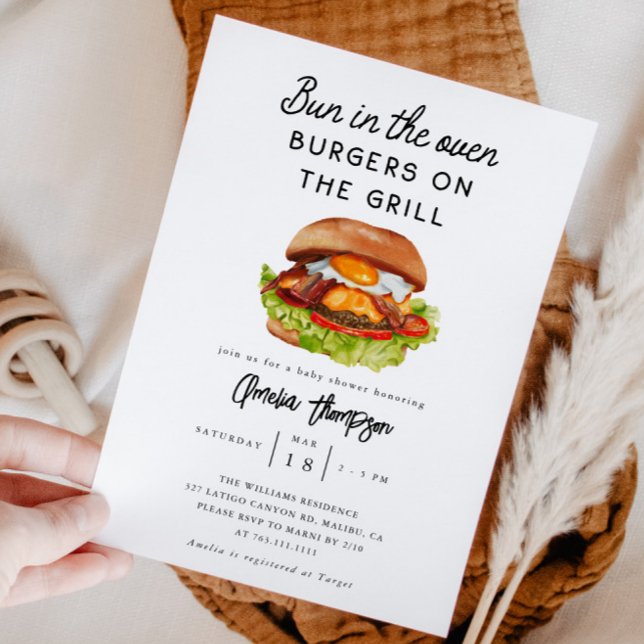  Bun in the oven Burger Baby Shower  Invitation (Creator Uploaded)