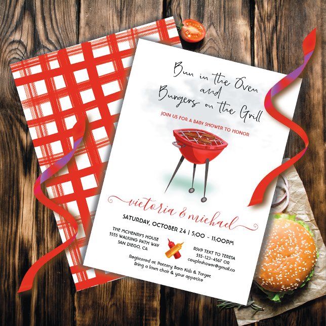 Bun in the Oven Burgers on the Grill Baby Shower Invitation (Creator Uploaded)