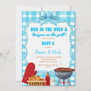 Bun in the Oven & Burgers on the Grill Baby Shower Invitation