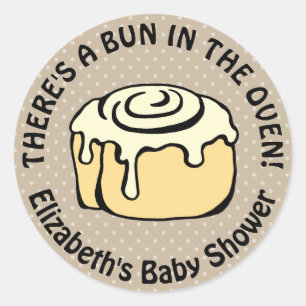 Bun in the Oven Cute Modern Baby Shower Boy / Girl Classic Round Sticker