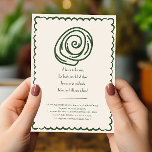 Bun In The Oven Doodle Poem Neutral Baby Shower Invitation