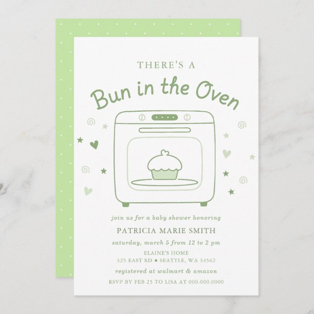 Bun In The Oven Gender Neutral Baby Shower Invitation (Front/Back)