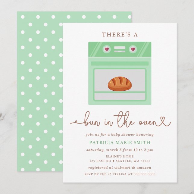 Bun In The Oven Gender Neutral Baby Shower Invitation (Front/Back)