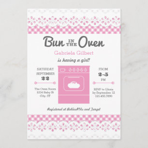 Bun In The Oven Girl Baby Shower Invitation