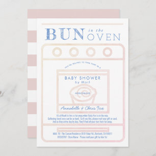 Bun in the Oven Girl Pink Baby Shower by Mail Invitation