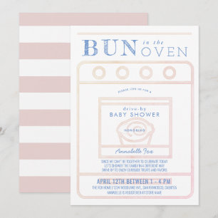 Bun in the Oven Girl Pink Drive-by Baby Shower Invitation