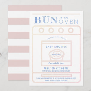Bun in the Oven Girl Pink Virtual Baby Shower Invitation
