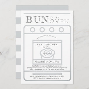 Bun in the Oven Grey Baby Shower by Mail Invitation