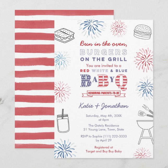 Bun in the Oven Memorial Day Weekend Baby Shower Invitation (Front/Back)