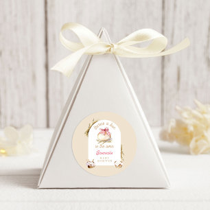 Bun In The Oven Pink Gingham Bow Baby Shower Classic Round Sticker