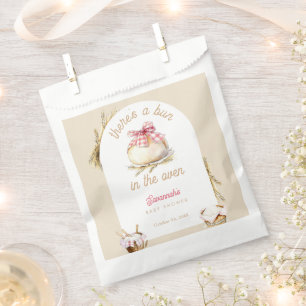 Bun In The Oven Pink Gingham Bow Baby Shower Favour Bags