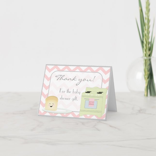 Bun in the Oven Pink Thank You Card (Front)