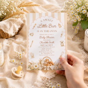 Bun in the Oven Stripes Baby Shower Invitation