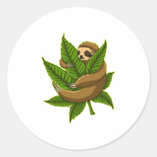 Bun Weed Sloth  Classic Round Sticker