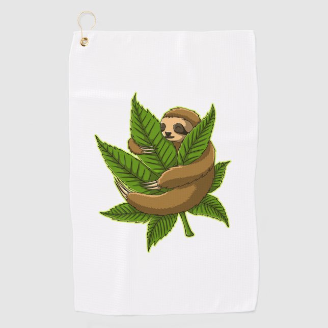 Bun Weed Sloth  Golf Towel (Front)
