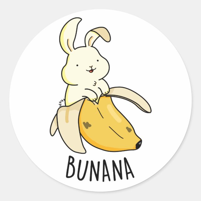 Bunana Funny Bunny In A Banana Pun  Classic Round Sticker (Front)
