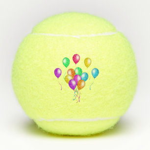 Bunch Bright Vibrant Balloons Ribbons Many Colours Tennis Balls