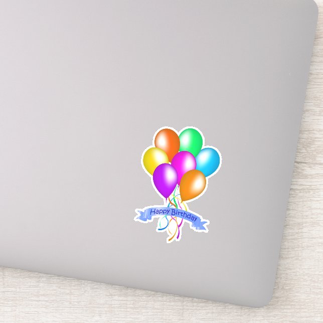 Bunch Colourful Bright Birthday Balloons Ribbons (Detail)