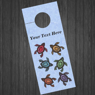 Bunch of Abstract Black Turtles Colourful Markings Door Hanger