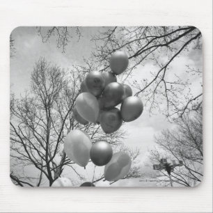 Bunch of balloons outdoors B&W low angle Mouse Mat