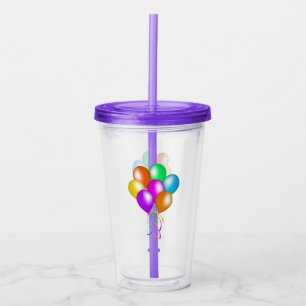 Bunch of Bright Vibrant Balloons Streamers Colours Acrylic Tumbler