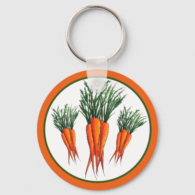 Bunch of Carrots Orange Vegetable Veggie Garden Key Ring (Front)