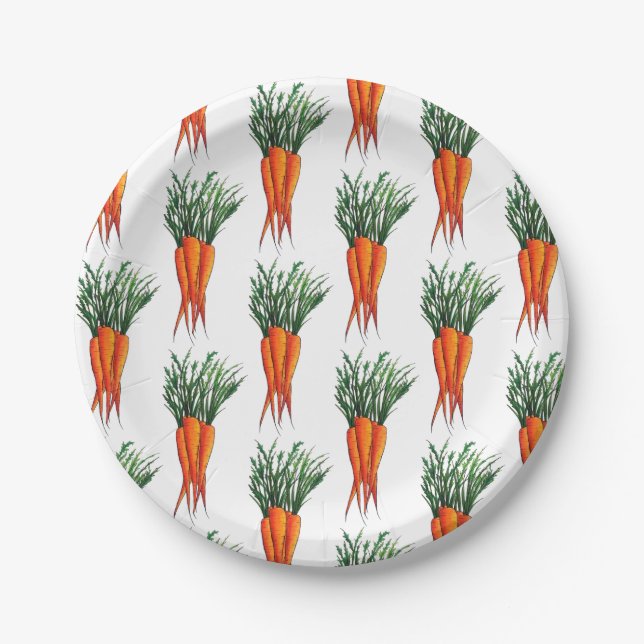 Bunch of Carrots Orange Vegetable Veggie Garden Paper Plate (Front)