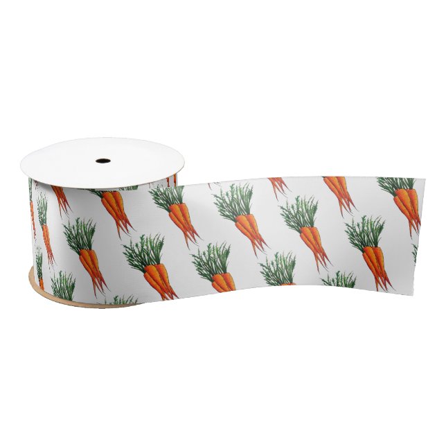 Bunch of Carrots Orange Vegetable Veggie Garden Satin Ribbon (Spool)