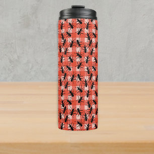 Bunch of crawling Black Ants Red White Tablecloth Thermal Tumbler