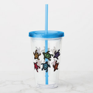 Bunch of Fantasy Colourful Turtles Abstract Shells Acrylic Tumbler
