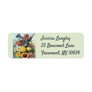 Bunch of flowers birthday return address labels