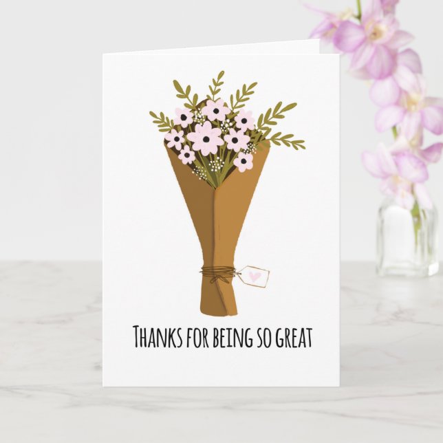 bunch of flowers bouquet thank you for being great card (Orchid)