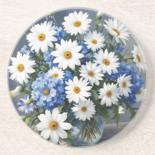 Bunch of Flowers Elegant Daisies Watercolor Coaster