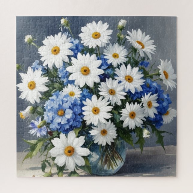 Bunch of Flowers Elegant Daisies Watercolor Jigsaw Puzzle (Vertical)