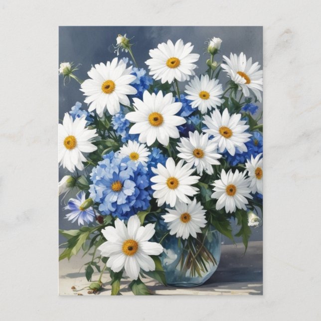 Bunch of Flowers Elegant Daisies Watercolor Postcard (Front)