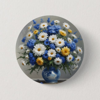 Bunch of Flowers Elegant Watercolor 6 Cm Round Badge