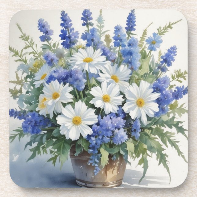 Bunch of Flowers Elegant Watercolor Coaster (Front)
