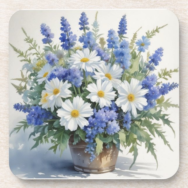 Bunch of Flowers Elegant Watercolor Coaster (Front)