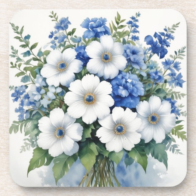 Bunch of Flowers Elegant Watercolor Coaster (Front)