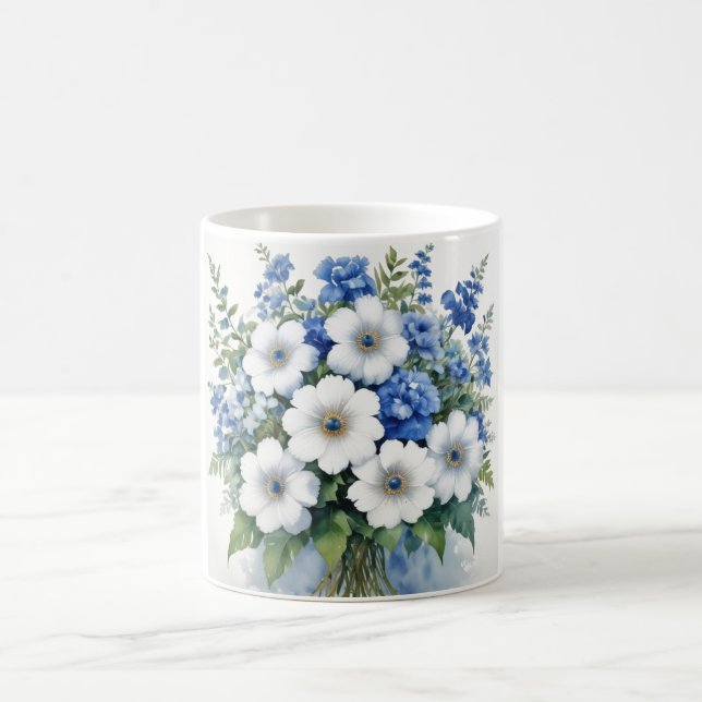 Bunch of Flowers Elegant Watercolor Coffee Mug (Center)