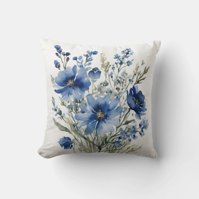 Bunch of Flowers Elegant Watercolor Cushion (Front)