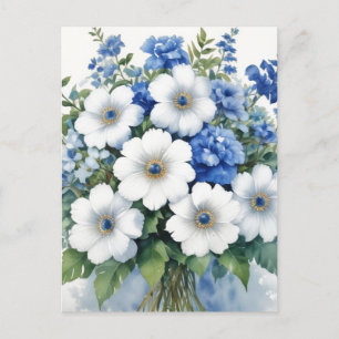 Bunch of Flowers Elegant Watercolor Holiday Postcard