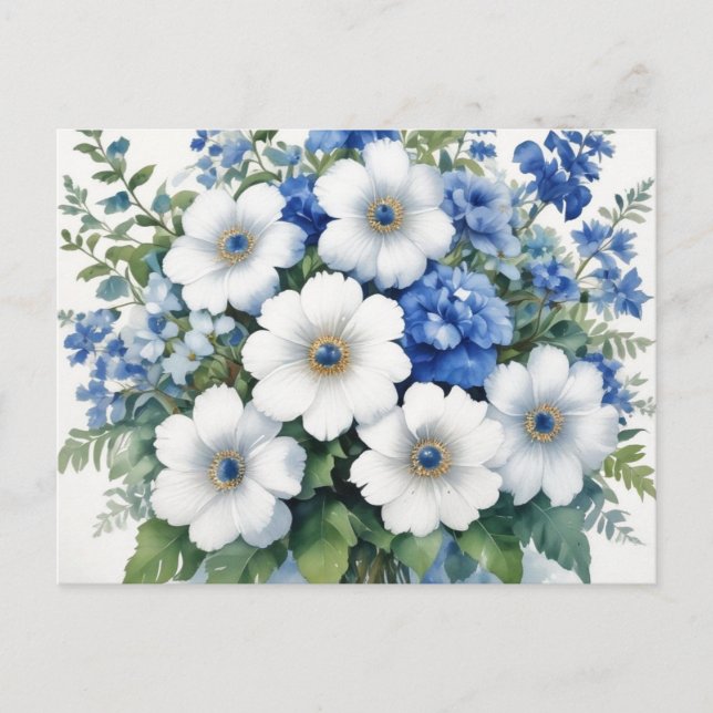 Bunch of Flowers Elegant Watercolor Holiday Postcard (Front)