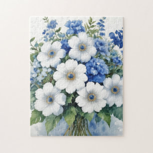 Bunch of Flowers Elegant Watercolor Jigsaw Puzzle