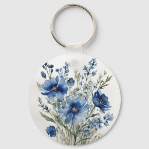 Bunch of Flowers Elegant Watercolor Key Ring