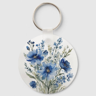 Bunch of Flowers Elegant Watercolor Key Ring