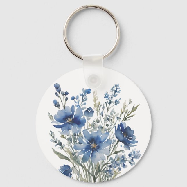 Bunch of Flowers Elegant Watercolor Key Ring (Front)