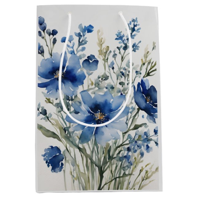 Bunch of Flowers Elegant Watercolor Medium Gift Bag (Front)